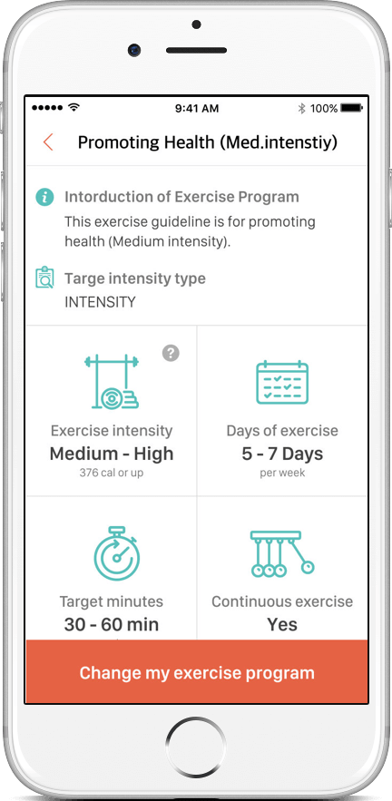 detailed activity program screen from the FitNLife mobile app