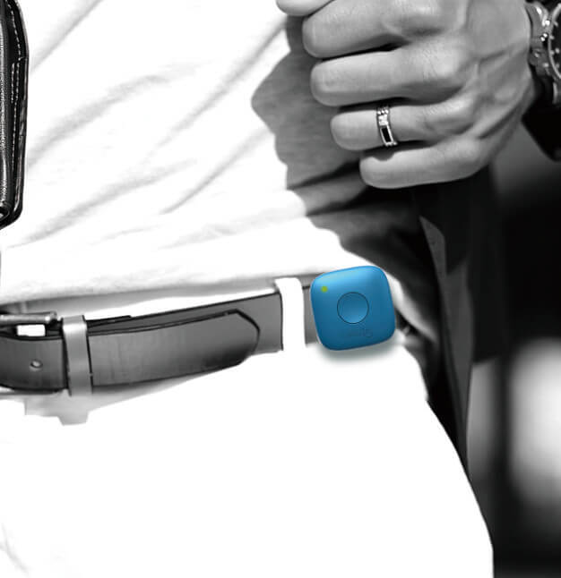 a person wearing the Life45 activity tracker on their belt